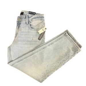 Talbots Stovepipe Ankle Jeans 2P Windsor Wash Rhinestone Embellished Light Blue